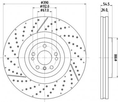 Диск гальмівний (передній) MB GL-class (X166)/M-class (W166) 12-15/GLE (W166) 15- (390x36) PRO+ HELLA 8DD355134711
