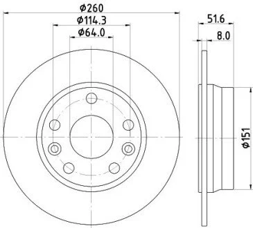 Диск гальмівний (задній) Renault Captur/Megane IV 19- (260x8) PRO HELLA 8DD355134781