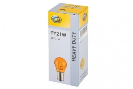 Лампа розжарювання, PY21W 24V 21W BAU 15s Amber HELLA 8GA006841241