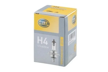 Лампа H4 12V 60/55W P43t +60% HELLA 8GJ 223 498-221