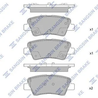 Колодки задние Sonata 14~ Elantra 17~ Optima 15~ K5 16~ Carens 13~ Veloster 14~ Hi-Q (SANGSIN) SP1851