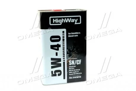 Оливи моторні. 5W-40 SN/CF (Каністра 4л)) HighWay 10028
