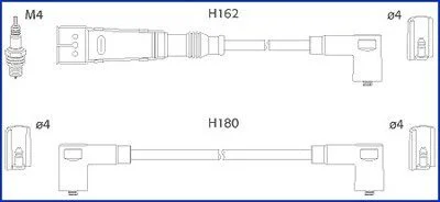 VW К-кт высоковольтных проводов 80,100,Passat 2.0/2.2 HITACHI 134715