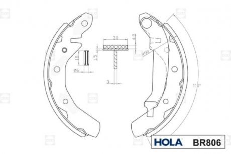 Колодки гальмівні (задні) Daewoo Matiz 98- (барабанні) (180x30) HOLA BR806