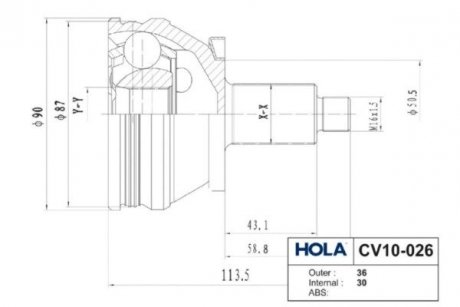 ШРКШ (зовнішній) Skoda Fabia/Roomster/VW Polo/Audi A2 1.2TDI-2.0 99- (36x30x90) HOLA CV10026