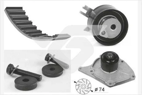 Помпа води + комплект ремня ГРМ HUTCHINSON KH101WP63