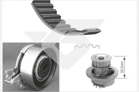 Помпа води + комплект ремня ГРМ HUTCHINSON KH60WP02
