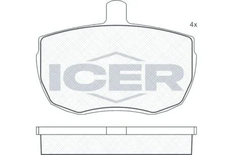 Гальмівні колодки, дискове гальмо (набір) ICER 180230