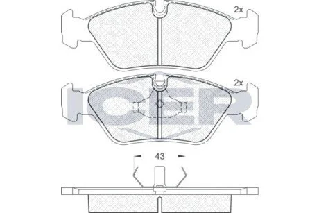 Гальмівні колодки, дискове гальмо (набір) ICER 180423 (фото 1)