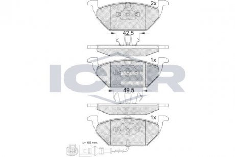 Комплект гальмівних колодок (дискових) ICER 181349-071