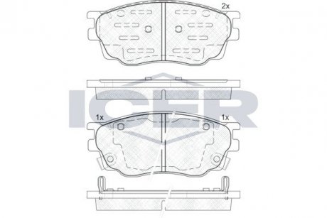 Дисковые тормозные колодки ICER 181542200