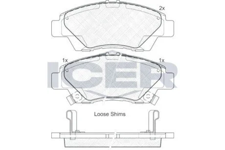 Гальмівні колодки, дискове гальмо (набір) ICER 181906