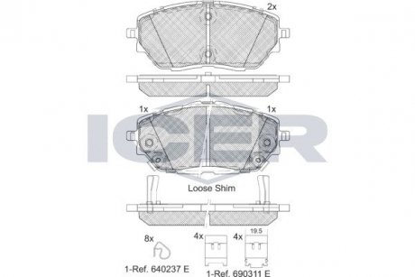 Комплект гальмівних колодок (дискових) ICER 182287 (фото 1)