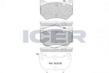 Комплект гальмівних колодок (дискових) ICER 182380 (фото 1)