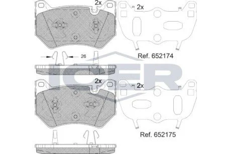 Комплект гальмівних колодок (дискових) ICER 182385