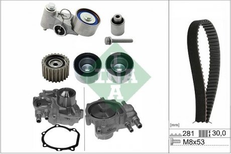 Комплект ГРМ + помпа Subaru Forester/Impreza/Legacy 2.0/2.5 AWD 05-14 (281x30) INA 530 0563 30 (фото 1)