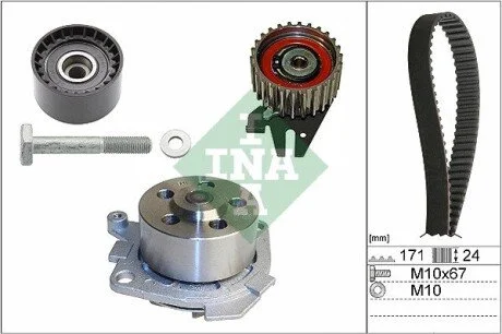 Комплект ГРМ, пас+ролик+помпа INA 530 0606 30