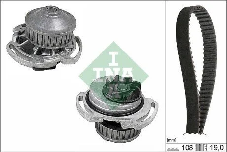 Комплект ГРМ, пас+ролик+помпа INA 530071730