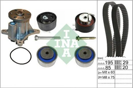 Комплект ГРМ (ремінь + ролик + водяний насос) CITROEN C5 III, C6, PEUGEOT 407, 607 2.7D 12.04- INA 530 0764 30