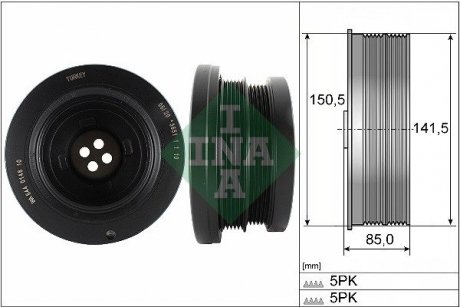 Шків колінвалу BMW 3 (E46)/5 (E39)/X5 (E53) 3.0D 98-05, M57 D30 (306D1) INA 544014810