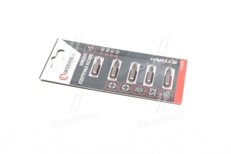 Набір викруткових насадок PH1, PH2, PZ1, PZ2 1/4"*25мм, S2, уп. 5шт., STORM(вир-во INTERTOOL) Intertool VT-0210