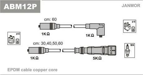 Комплект проводов зажигания Janmor ABM12P
