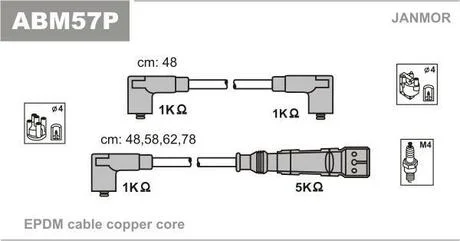 Комплект проводов зажигания Janmor ABM57P