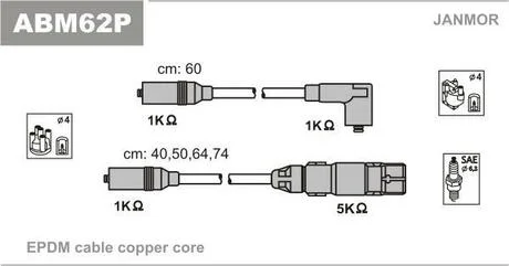 Комплект проводов зажигания Janmor ABM62P