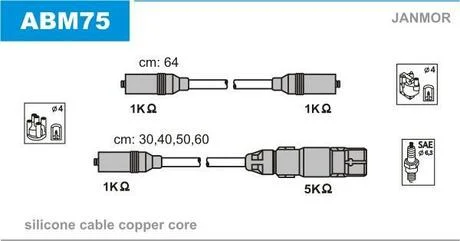 Комплект проводов зажигания Janmor ABM75