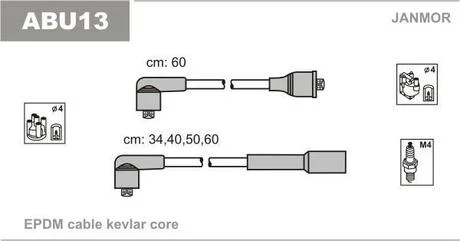 Проводь в/в (каучук Kevlar) VW Golf 3 1.8-2.0 91- Janmor ABU13