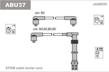 Провід в/в (каучук Kevlar) VW Passat 1.8/2.0 16V -96 Janmor ABU37
