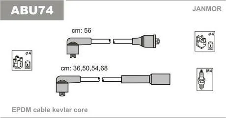 К-кт проводов в/у (каучук) Skoda Octavia 1.6 96-04 Janmor ABU74