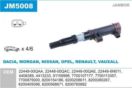 Котушка запалювання Janmor JM5008