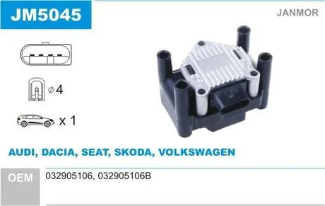Катушка зажигания Janmor JM5045