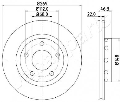 Диск тормозной задн.(вентил.) AUDI A8 96-01 (269*22) JAPANPARTS DP-0913 (фото 1)