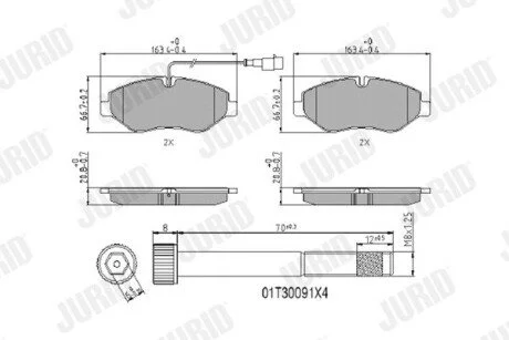 Гальмівні колодки, дискове гальмо (набір) Jurid 2922909561