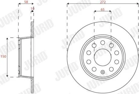 Гальмівний диск задній Audi Q2 / VW Jetta VII, T-Roc / Seat Ateca, Leon / Skoda Karoq, Octavia IV Jurid 563293JC