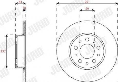 Гальмівний диск задній Fiat Tipo (2015->) Jurid 563295JC (фото 1)