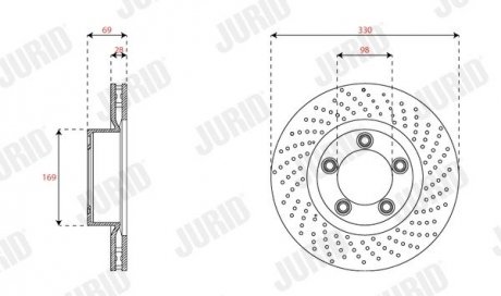 Гальмівний диск передній правий Porsche Boxter, 911, Cayman Jurid 563536JC1