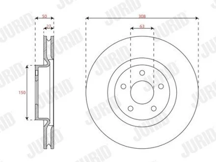 Гальмівний диск передній Ford IV, Kuga III Jurid 563664JC