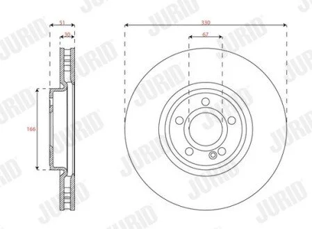 Гальмівний диск передній Mercedes A-Claas, B-Class, CLA, EQA, EQB, GLA, GLB Jurid 563754JC1
