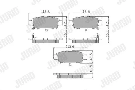 TOYOTA Тормозные колодки задн. Avensis Verso 01-, Previa 00- Jurid 572512J