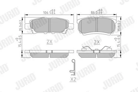 Гальмівні колодки задні JEEP COMPASS/PATRIOT MITSUBISHI LANCER/OUTLANDER DODGE CALIBER Jurid 572547J