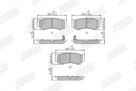 Колодки гальмівні дискові HYUNDAI SANTA FÉ II 06-12 / HYUNDAI H-1 97 -> Jurid 572608J