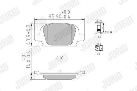 Фото 1 - гальмівні колодки, дискове гальмо (набір) Jurid 573009J Гальмівні колодки, дискове гальмо (набір) Jurid 573009J (фото 1)
