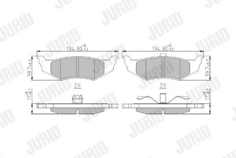 Гальмівні колодки задні CHRYSLER 300M, NEON, PT CRUISER, SEBRING, VOYAGER /DODGE/LINCOLN Jurid 573069J