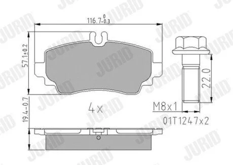 Гальмівні колодки, дискове гальмо (набір) Jurid 573100J
