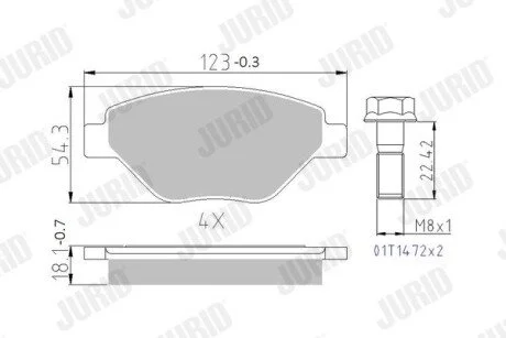 Гальмівні колодки, дискове гальмо (набір) Jurid 573123J