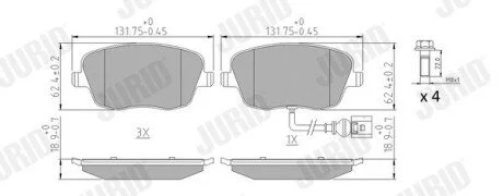Гальмівні колодки передні VW POLO SEAT CORDOBA SKODA FABIA/ROOMSTER Jurid 573127J