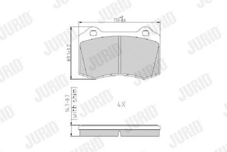 Фото 1 - гальмівні колодки, дискове гальмо (набір) Jurid 573149J Гальмівні колодки, дискове гальмо (набір) Jurid 573149J (фото 1)